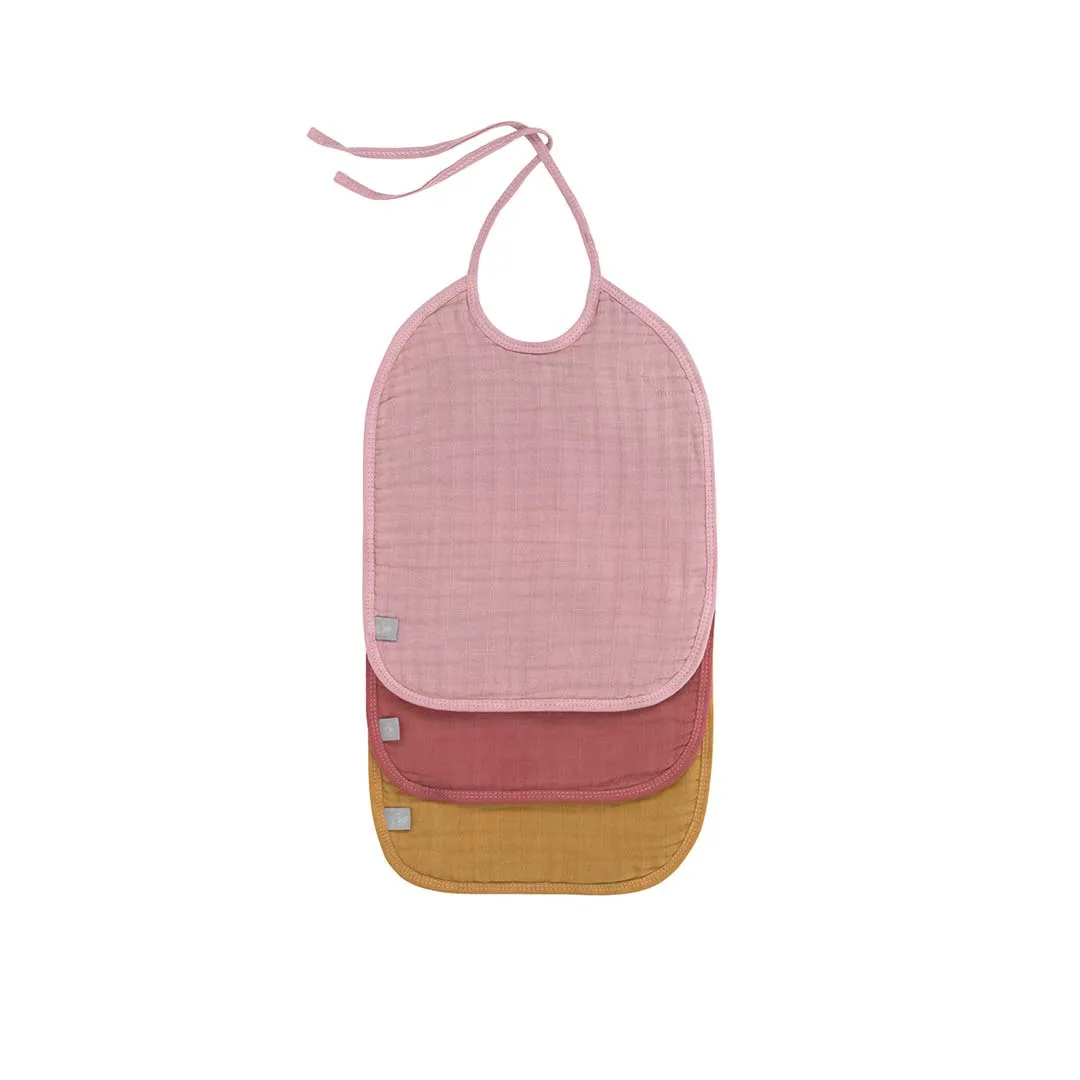 Lassig Medium Muslin Bibs - Rose - 3 Pack