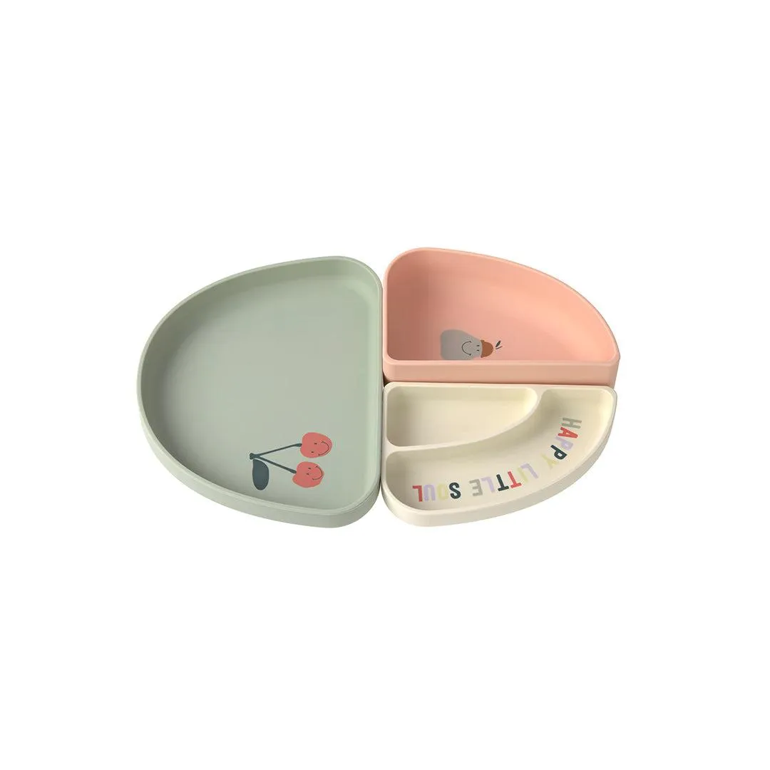 Lassig Silicone Section Dish Set - Happy Fruits - Cherry
