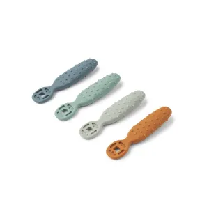 Liewood Caelia Baby Learning Spoon 4-Pack - Whale Blue Multi Mix