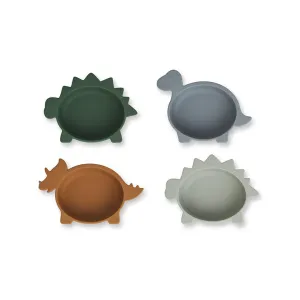 Liewood Iggy Silicone Bowls - Dino Blue Multi Mix - 4 Pack