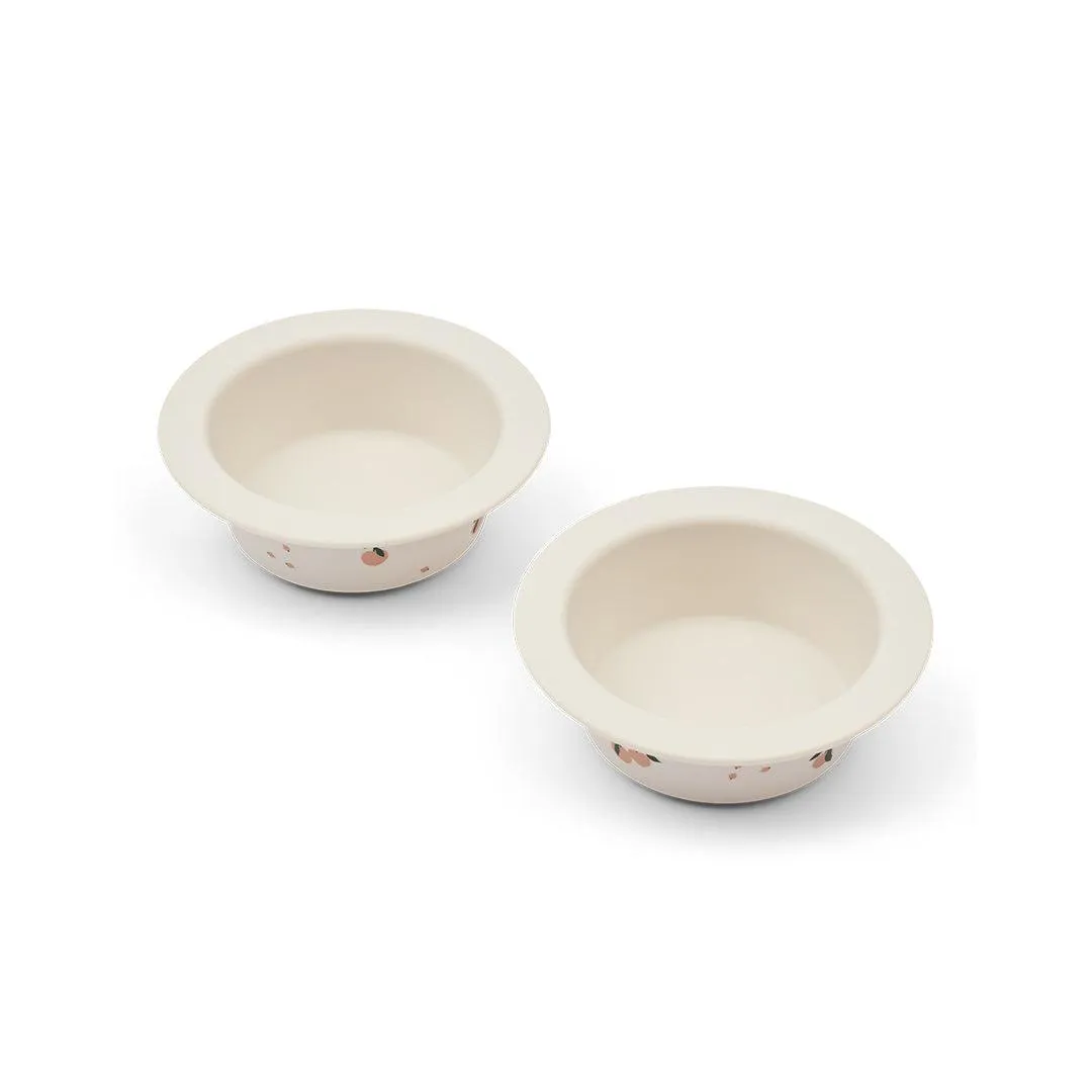 Liewood Peony Printed Suction Bowl 2-Pack - Peach / Sea Shell