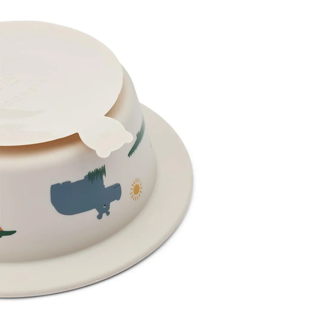 Liewood Peony Printed Suction Bowl 2-Pack - Safari Sandy Mix