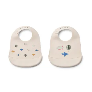 Liewood Tilda Printed Bib 2-Pack - Aviator / Ecru