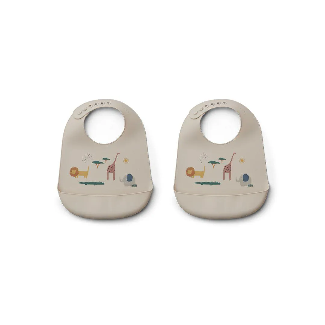 Liewood Tilda Silicone Bibs - Safari Sandy Mix - 2 Pack
