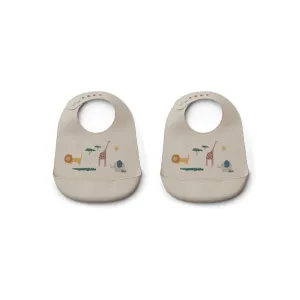 Liewood Tilda Silicone Bibs - Safari Sandy Mix - 2 Pack