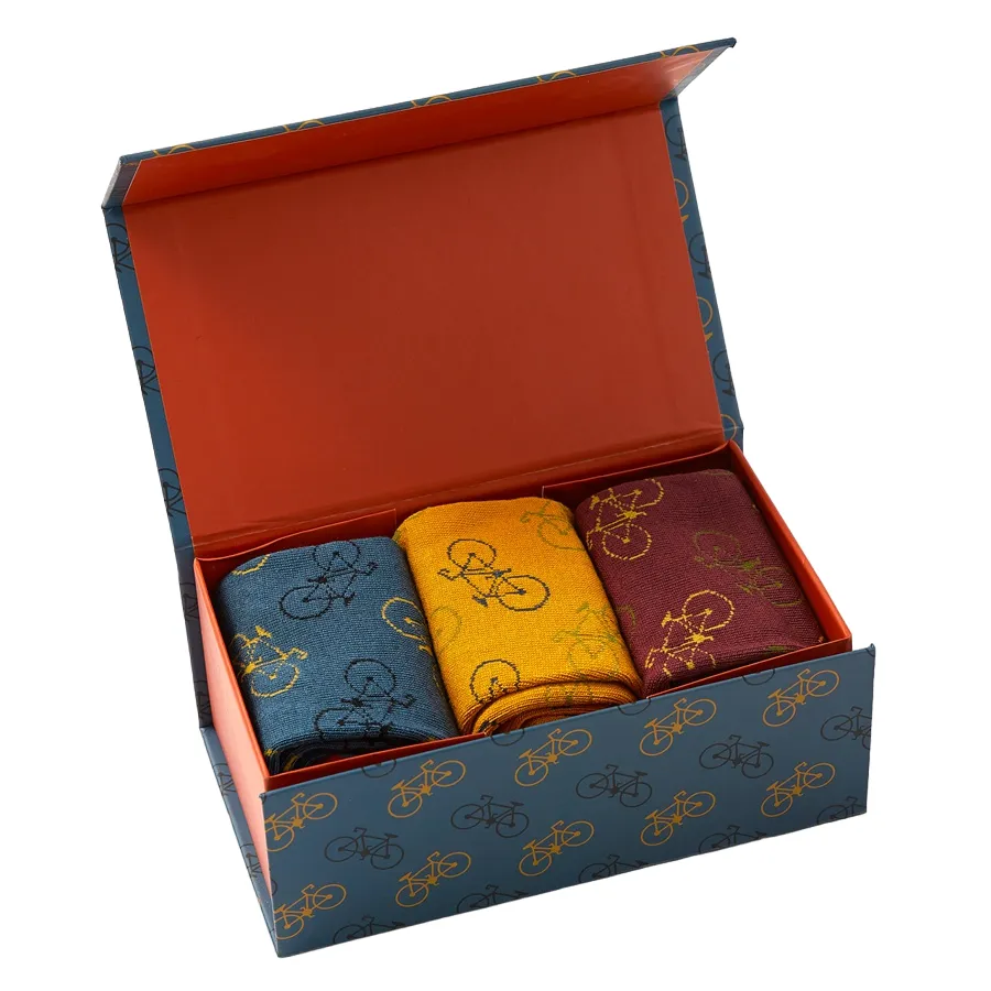 Men's Little Bike Sock Box | Bamboo | Set of 3