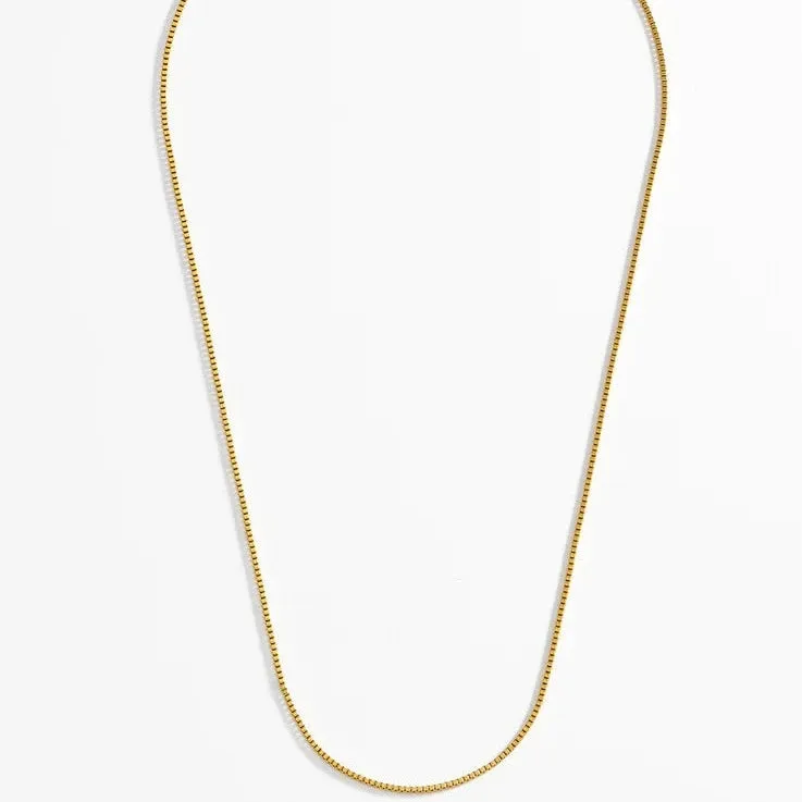 Men's Thin Box Chain Necklace | Gold Plated
