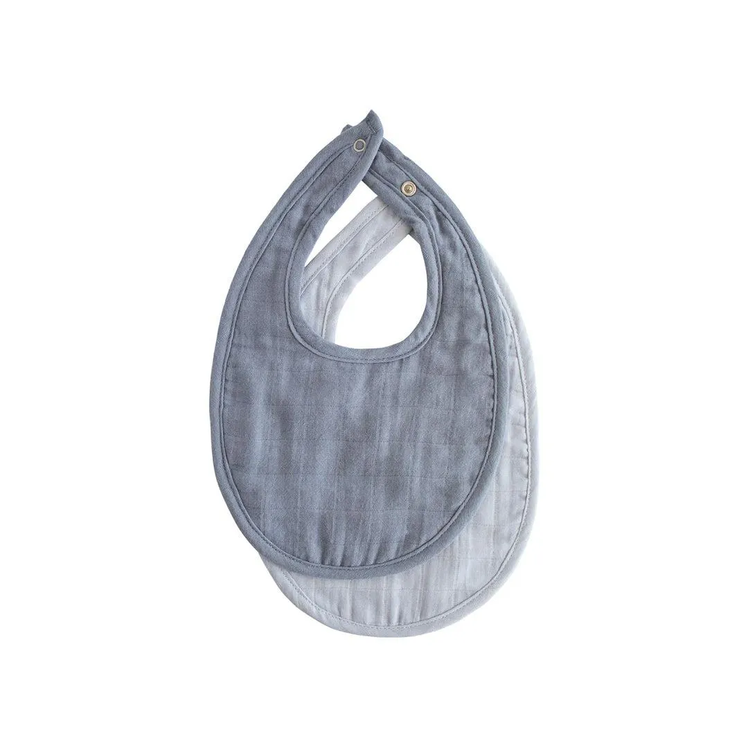 Mushie Muslin Bib | 2-Pack - Tradewinds/Baby Blue
