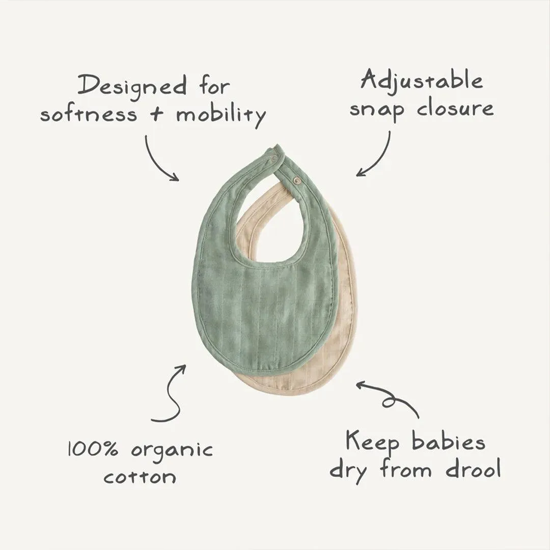 Mushie Muslin Bib | 2-Pack - Tradewinds/Baby Blue