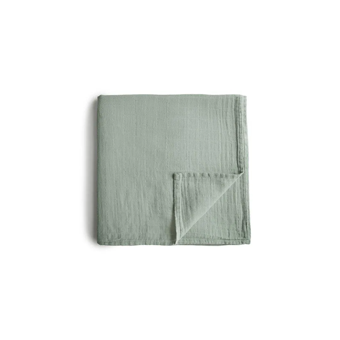 Mushie Organic Muslin Swaddle - Sage