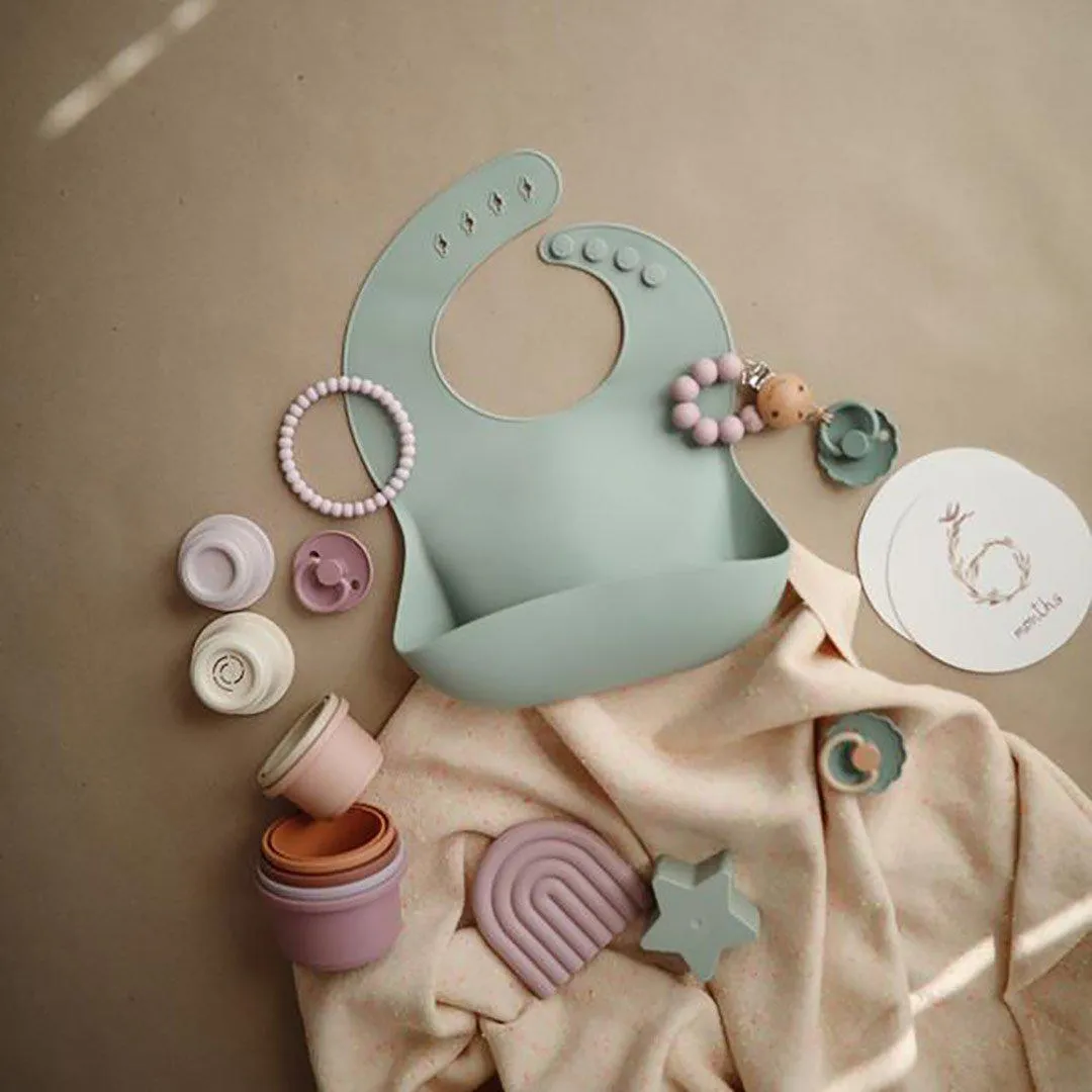 Mushie Silicone Baby Bib - Cambridge Blue