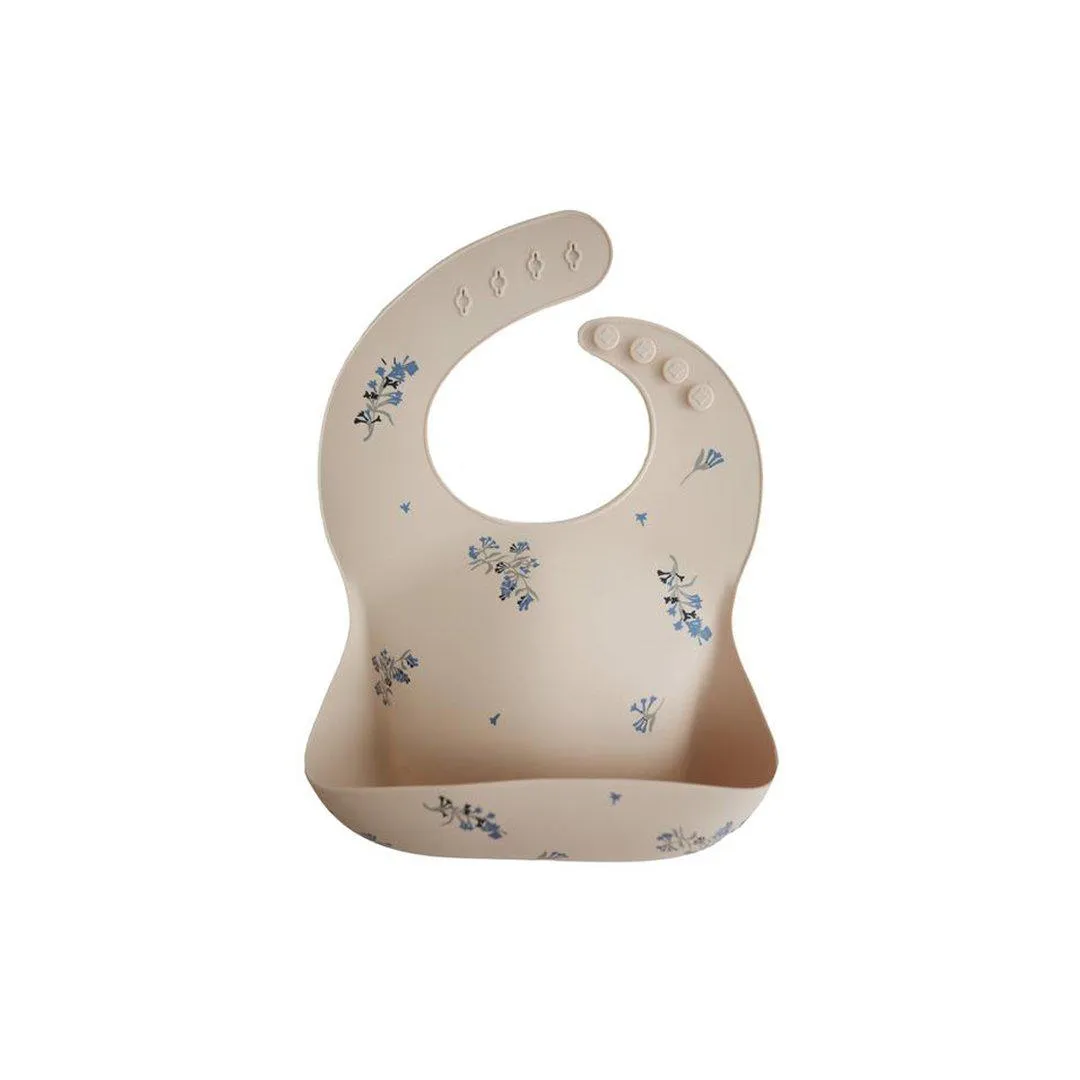 Mushie Silicone Baby Bib - Lilac Flowers