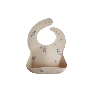 Mushie Silicone Baby Bib - Lilac Flowers