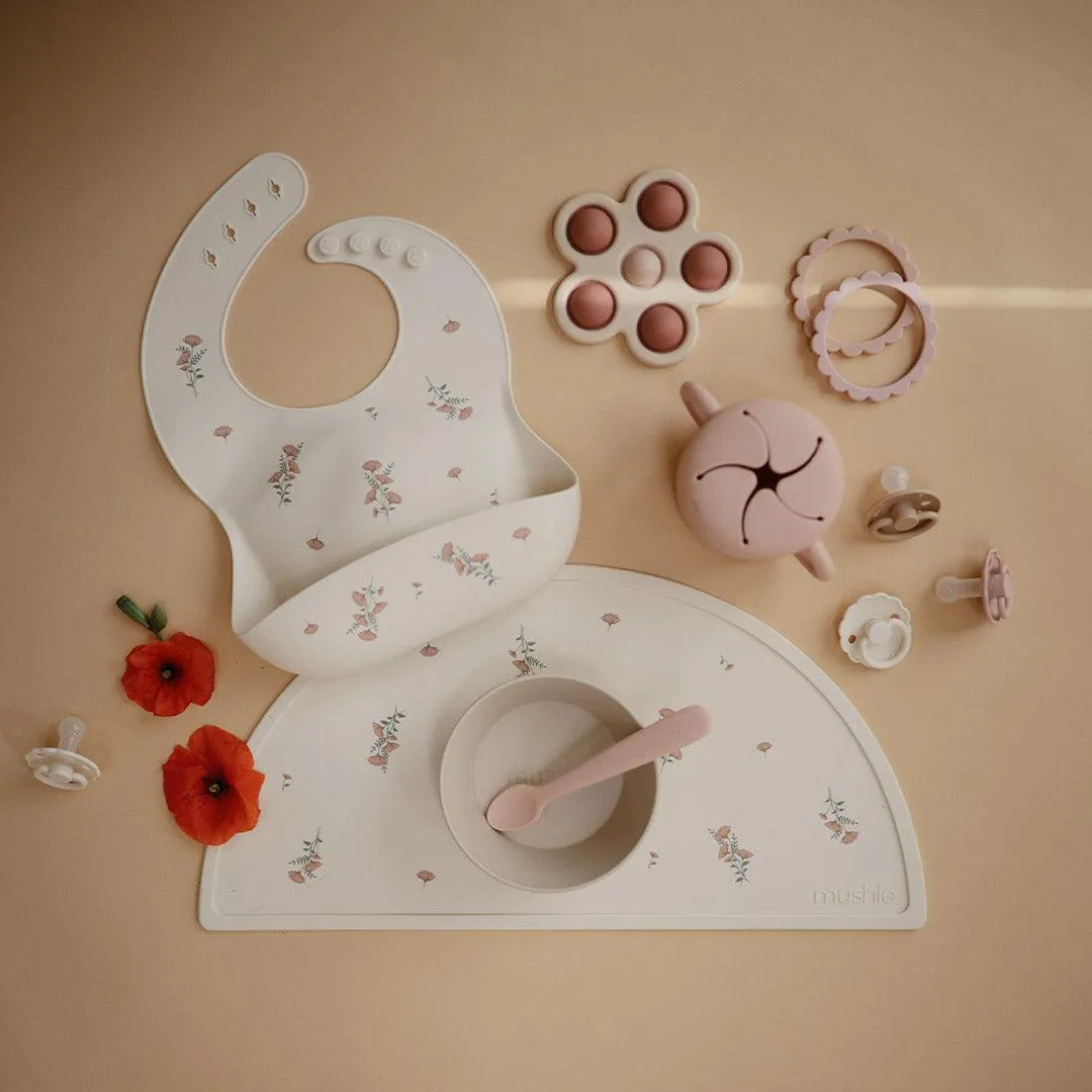 Mushie Silicone Bib - Pink Flowers