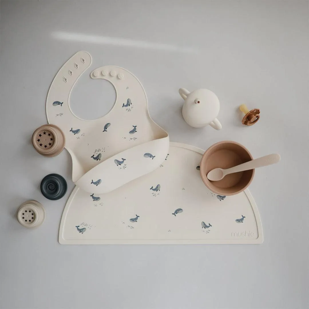 Mushie Silicone Bib - Whales