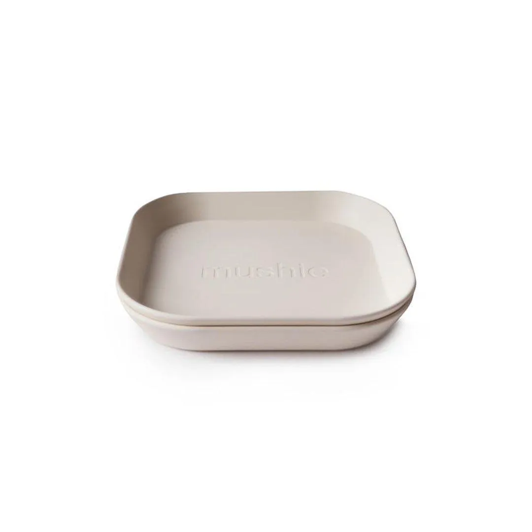 Mushie Square Dinnerware Plates - Ivory - 2 Pack