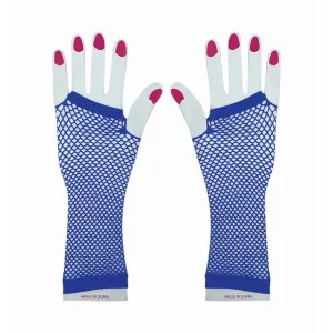 Party Fishnet Gloves, Blue