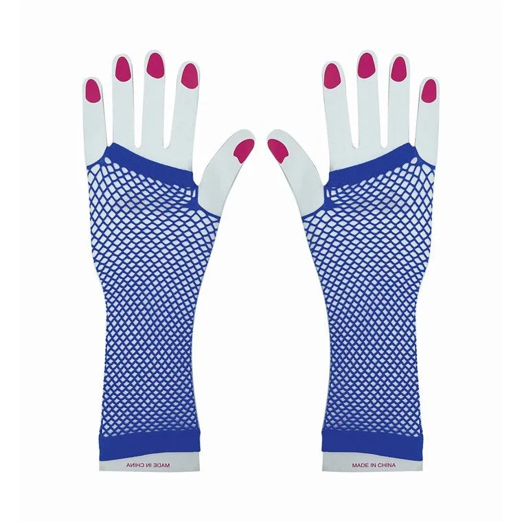 Party Fishnet Gloves, Blue