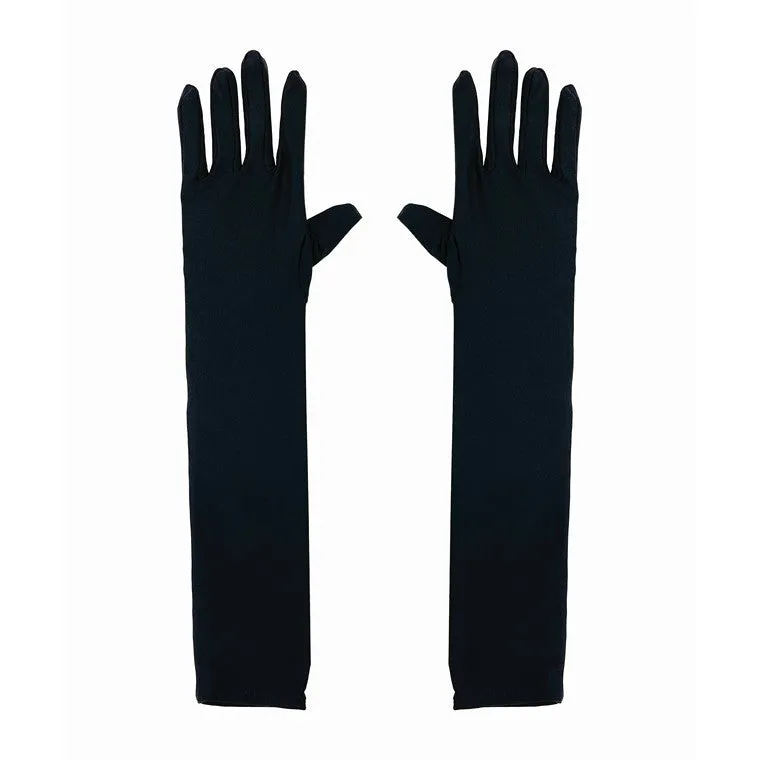 Party Long Satin Gloves, Black