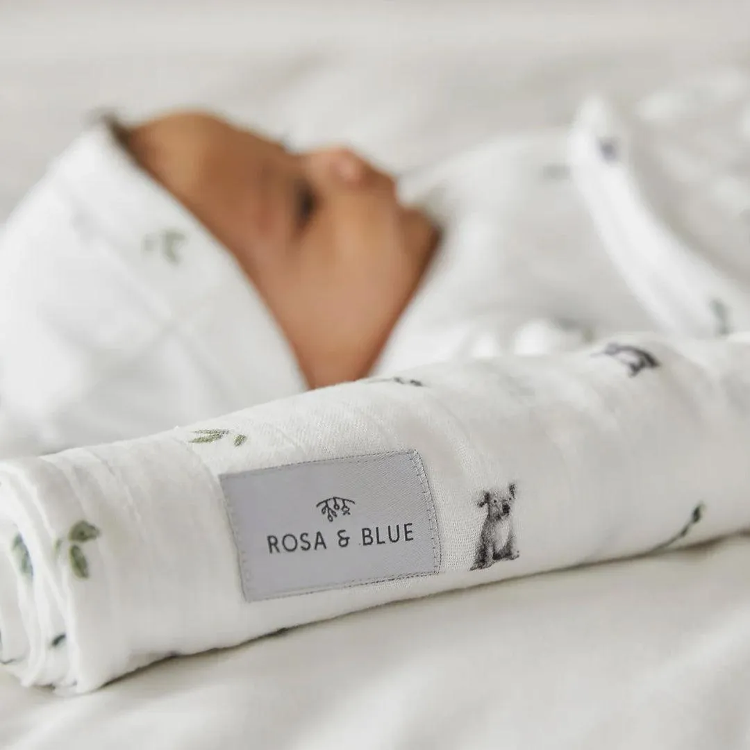 Rosa & Blue Muslin Squares - Koala - 3 Pack