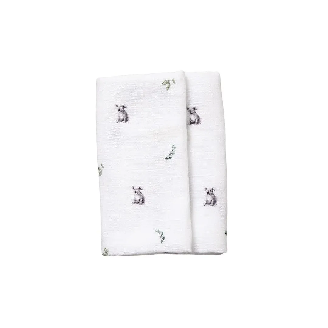 Rosa & Blue Muslin Squares - Koala - 3 Pack