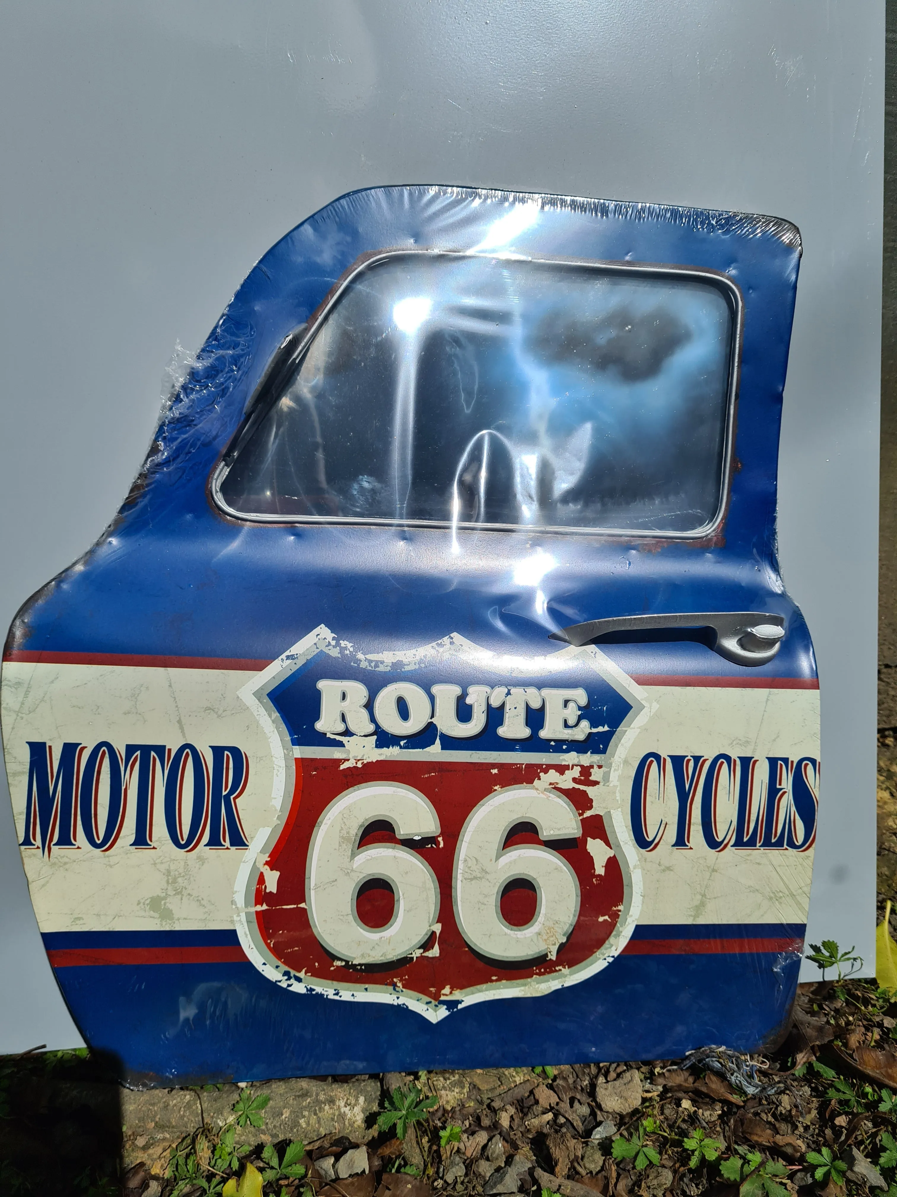 ROUTE 66 MOTORCYCLES METAL CAR DOOR WALL ART