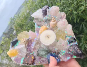 Sale🔥CRYSTAL HEART CANDLE HOLDER-made by me