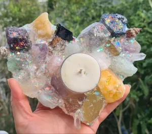 Sale🔥CRYSTAL HEART CANDLE HOLDER-(med)made by me