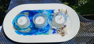 Sale🔥HANDMADE BEACHY SCENE CANDLE HOLDER PLATTER
