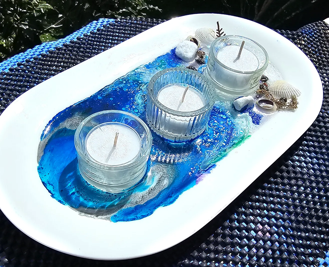 Sale🔥HANDMADE BEACHY SCENE CANDLE HOLDER PLATTER