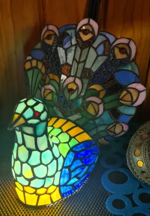 Sale💥PEACOCK STAINED GLASS LAMP