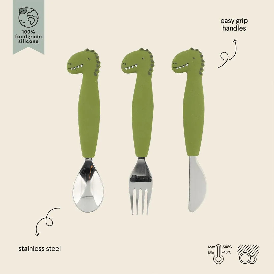 Trixie Silicone Cutlery Set - 3 Pack - Mr Dino